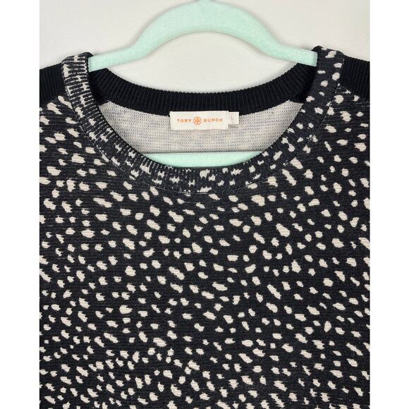 Tory Burch Shia Sweater Black Dotted Pony Print Large Merino Wool Classic Chic - Picture 6 of 12